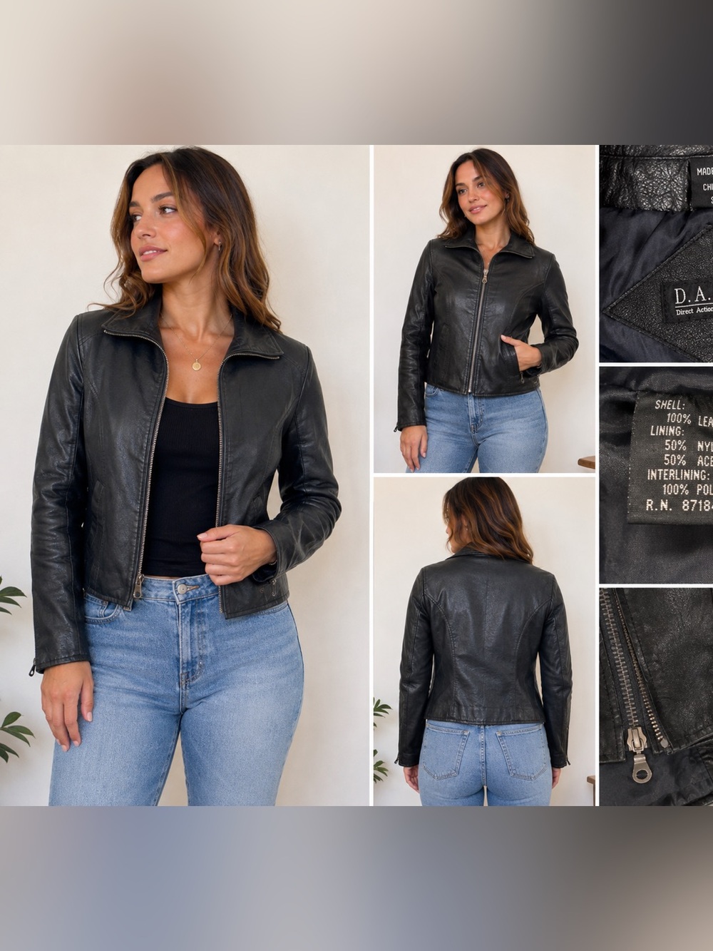 D.A.N.Y. Direct Action New York Black Genuine Leather Moto Jacket Women’s Small